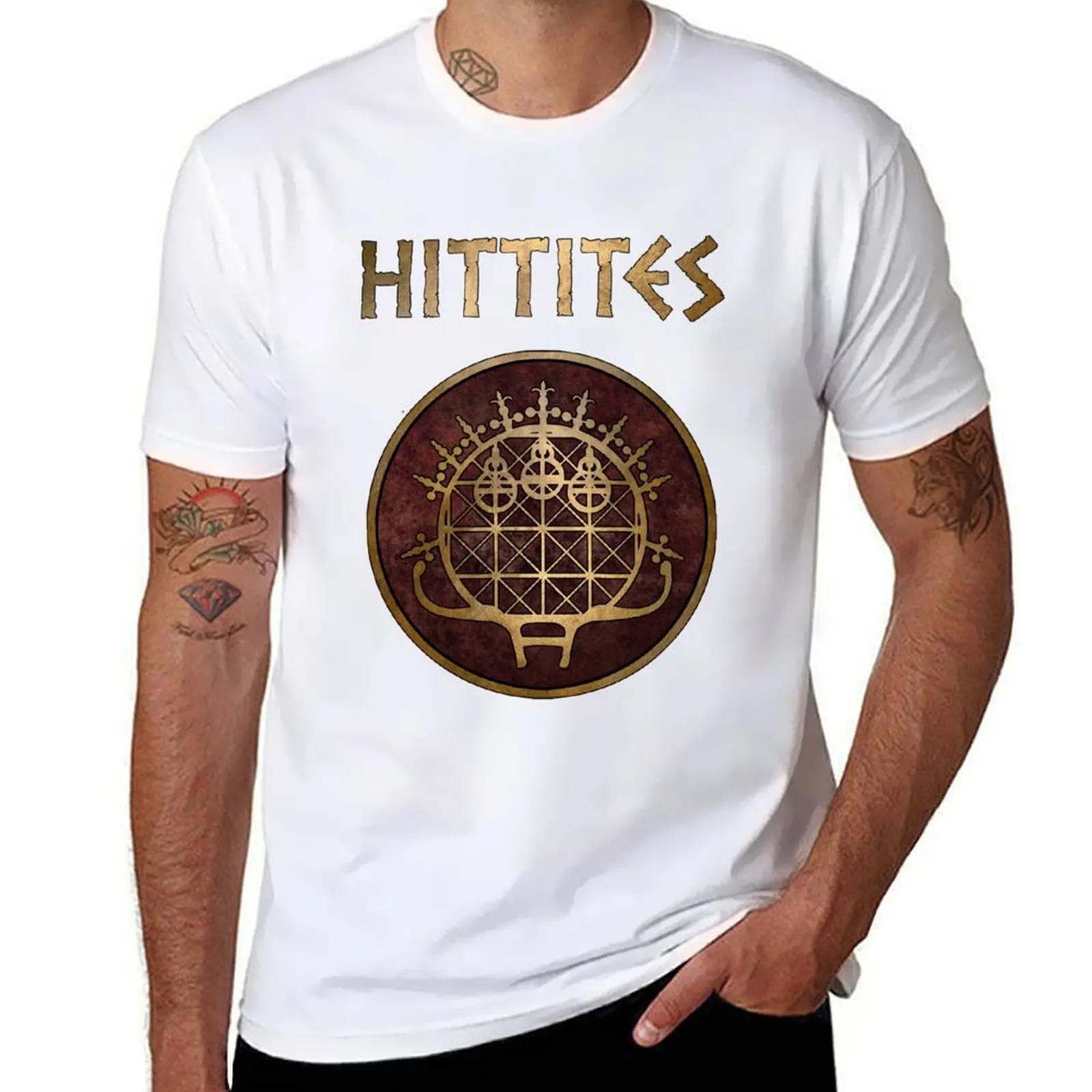 

Hittites of Disk Civilization Anatolia Ancient Sun Symbol T-Shirt Sweat Resistant Workout Tee Shirt