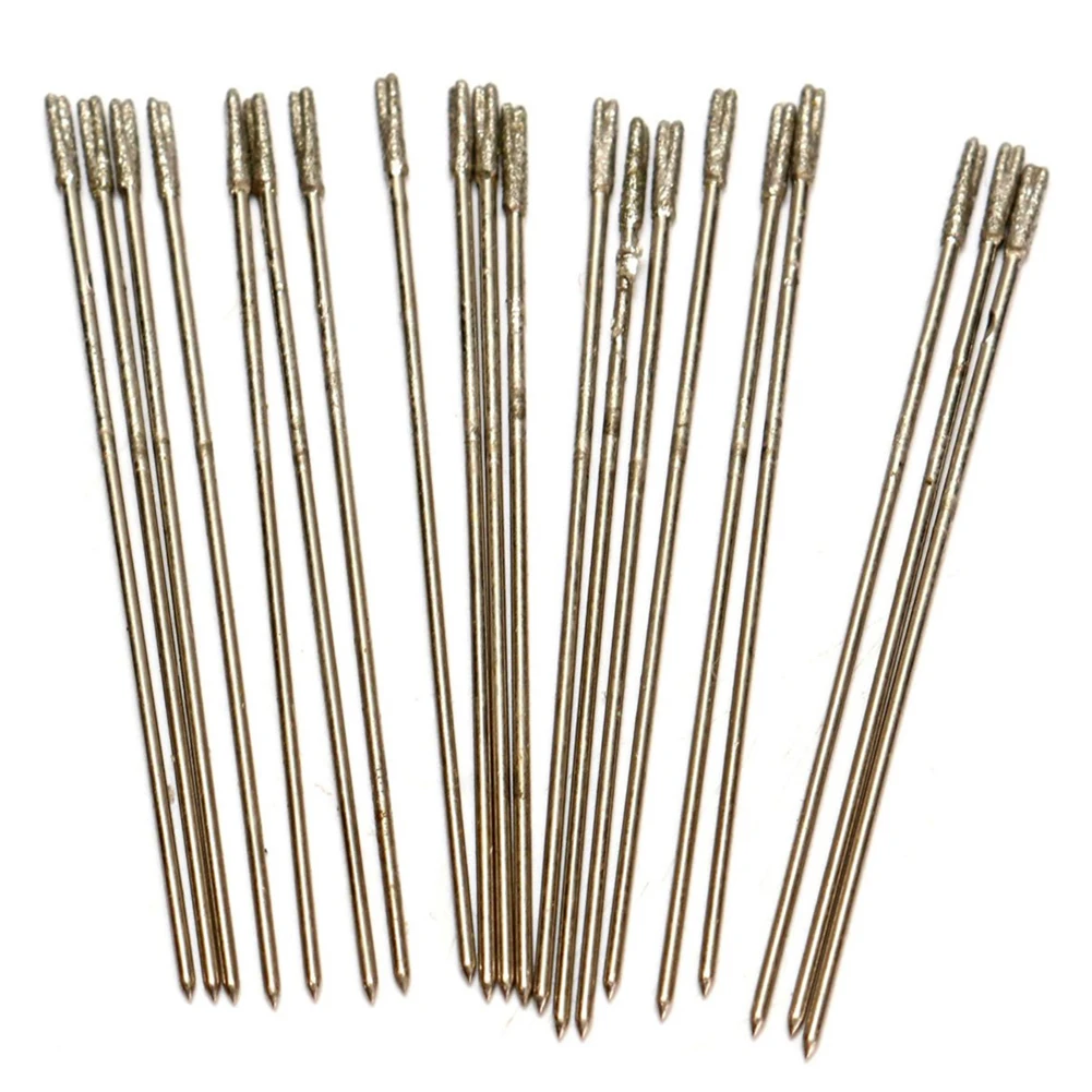 20pcs 1mm Diamond Coated Lapidary Drill Bits Solid Bits Needle For Jewelry Ceramic Crystal Drilling Power Tools Accessories