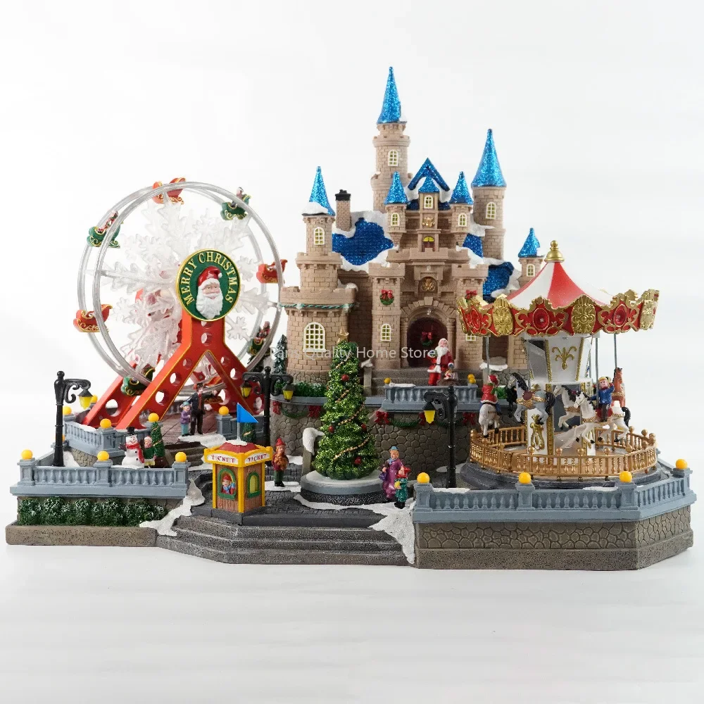 Large Luminous Music House European-style Castle Amusement Park Christmas Decorations Holiday Gift Ornaments