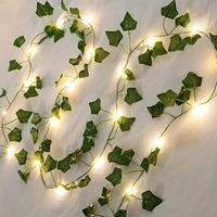 Green Leaf String Lights 5/10M Artificial Ivy Vine Fairy Light Wedding Party Decoration Christmas Home Decor Wall Plant Wreath