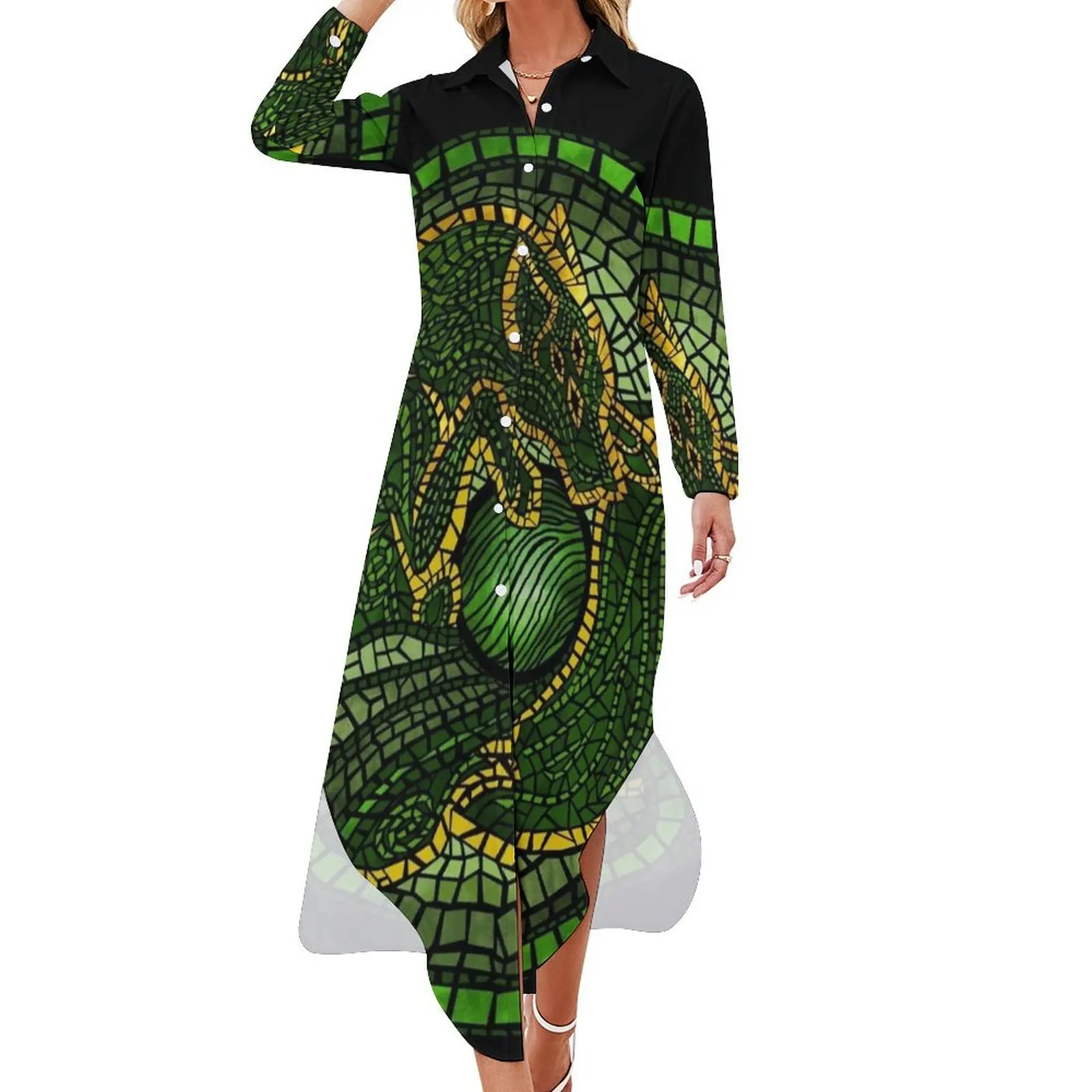 

By the Dread Wolf's Design Long Sleeved Shirt Dress loose summer dress women's clothing summer 2024 novelties