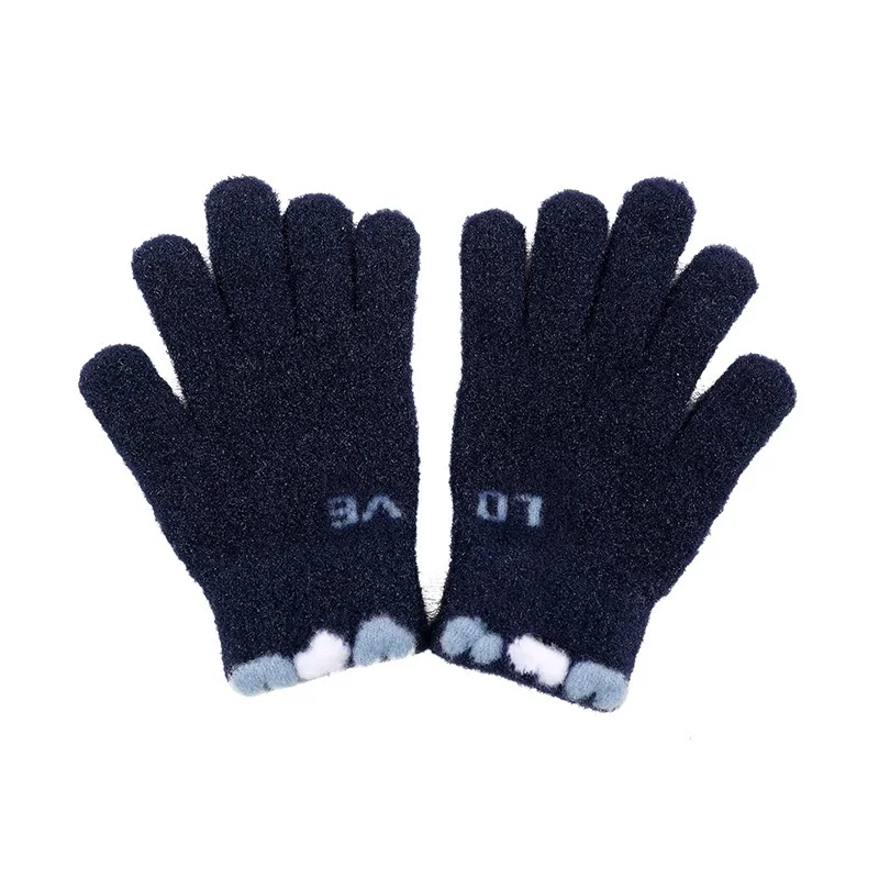 AliExpress Korean Knitted Children's Gloves Cute Fashionable Warm LOVE Bicycle Gloves All Fingers Outdoor Autumn Winter Play Accessories