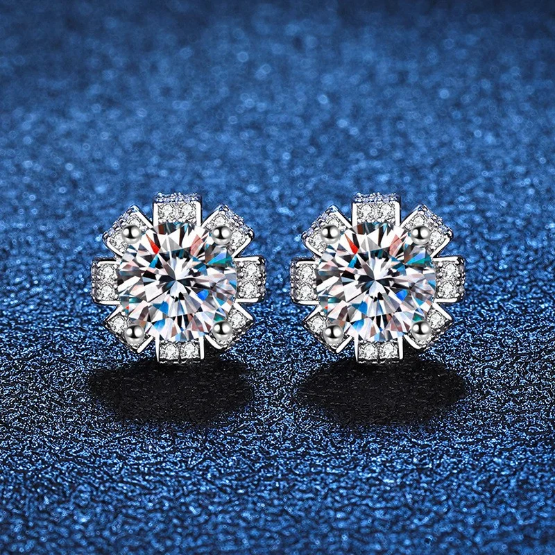 E056Lefei Fashion Diamondset Classic Color D Moissanite Petal Crew Earring For Women Real 925 Sterling Silver Party Jewelry Gift