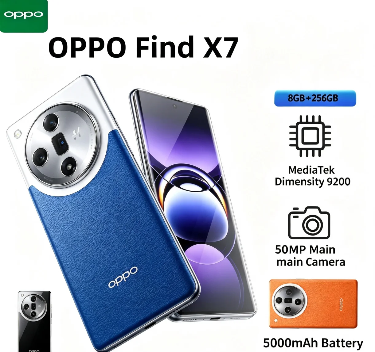 2026 New Arrival OPPO Find X7 5G Smartphone 6.78 Inch Display MediaTek Dimensity 9300 Chip 50MP Rear Camera 100W Rapid Charging