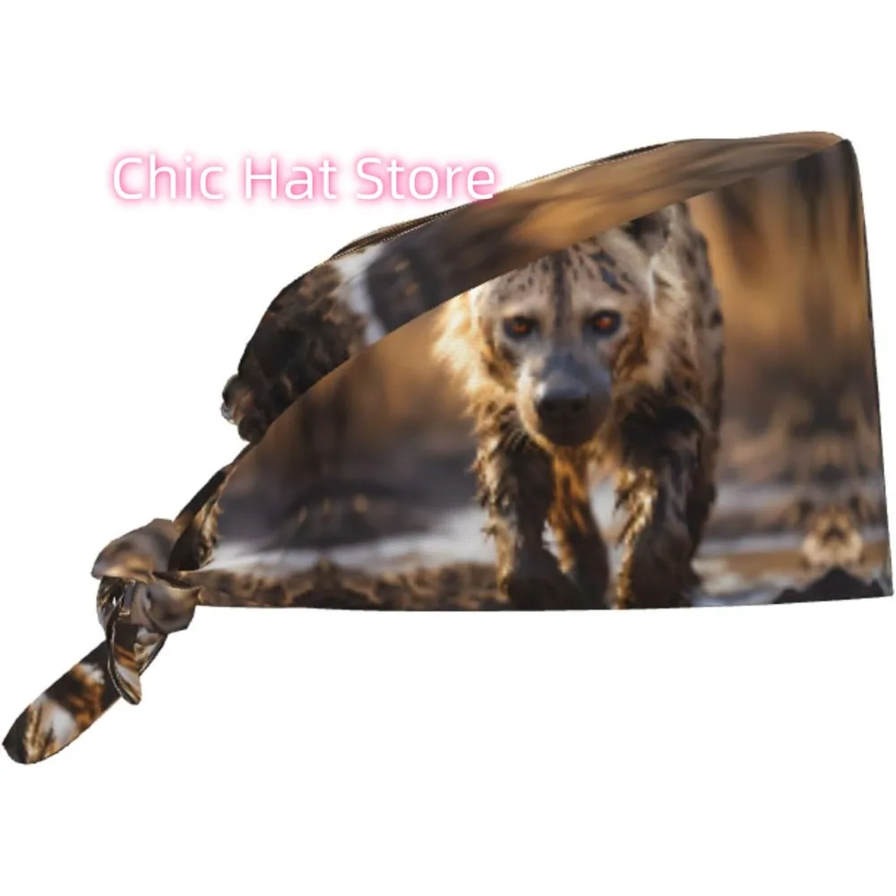 

Чистящая рабочая кепка с принтом Lone Hyena, шляпа шеф-повара для женщин и мужчин, регулируемая, дышащая, черная