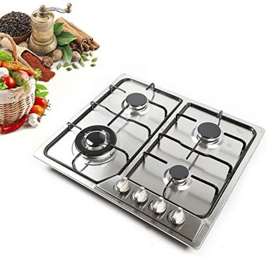 

4 Burner Built-in Gas Cooktops Stainless Steel Natural Gas Stove Top with Electric Battery Ignition for Efficient Kitchen Cooki