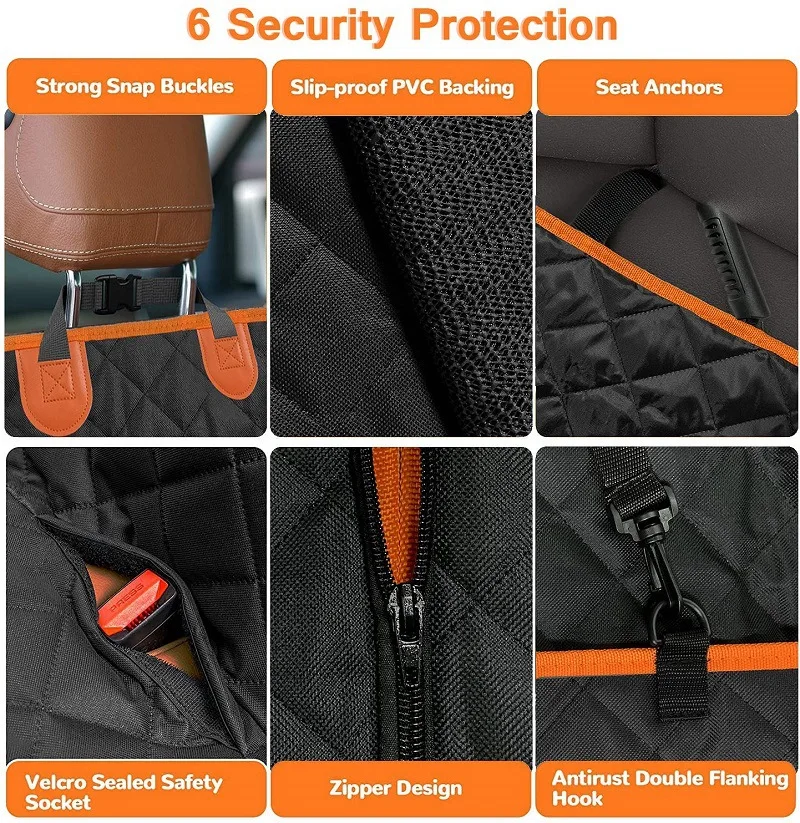 Waterproof Layer Oxford Fabric Foldable Anti-Slip Universal Fit Pet Car Hammock for Dogs Cats Rear Seat Cover Protector - view 5