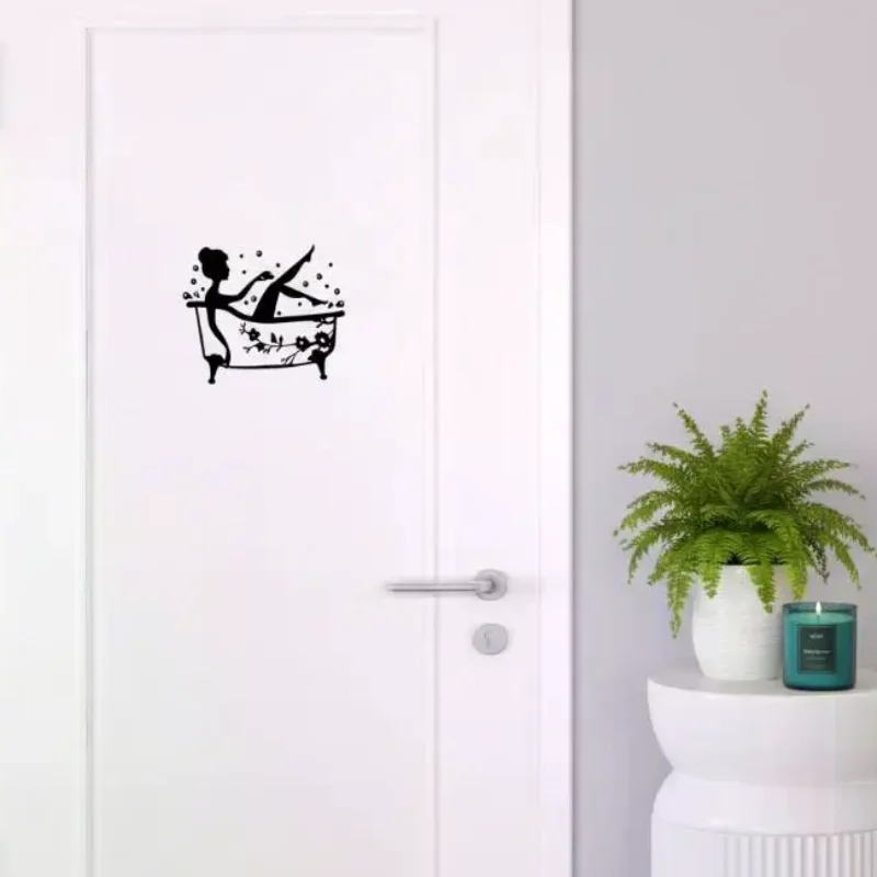 Bathroom Removable Door Sticker Bath Time Waterproof Vinyl Art Decal for Kids Home Decoration