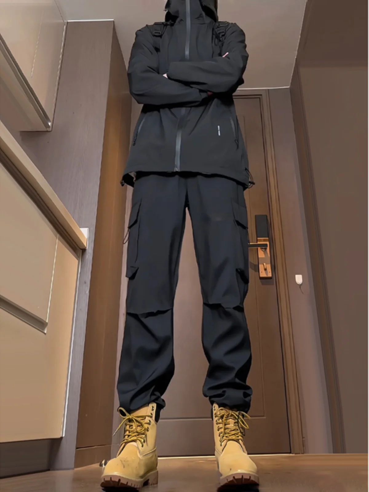 

Men's Outdoor Climbing Fce Lined Cargo Pants Straight Leg Workwear Trousers Autumn Spring American Sle Functional Pleated