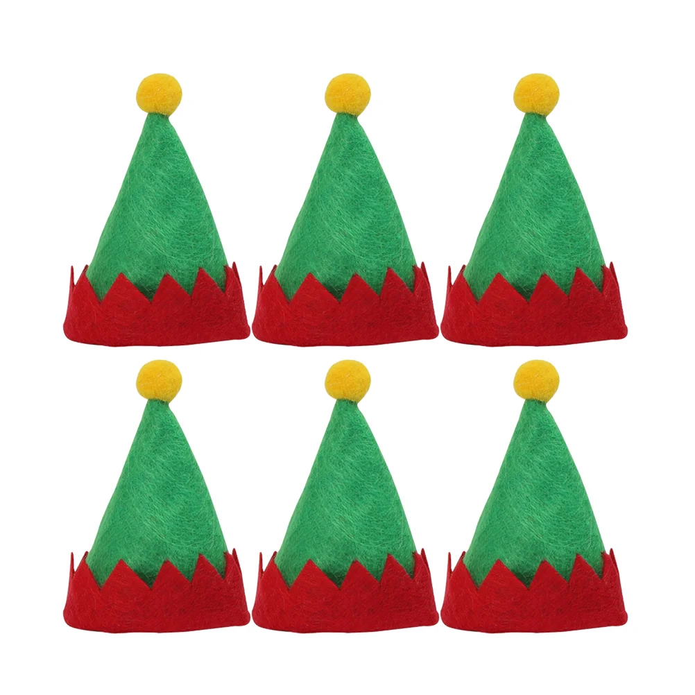 

6 Pcs Christmas Accessories Lollipop Hat Glass Bottle Mini for Candy Nonwoven Packing Hats