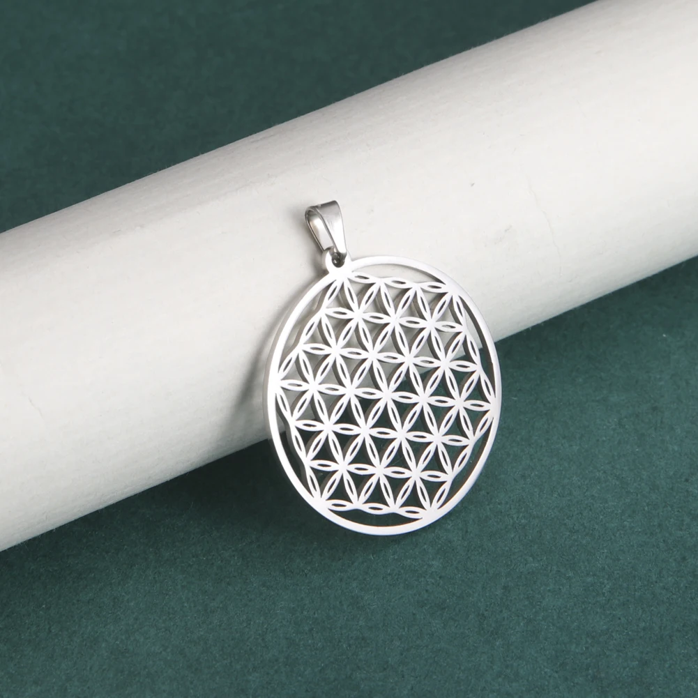 EUEAVAN 1pc Stainless Steel Flower of Life Pendant for Necklace DIY Charms Necklace Earrings Bracelet Jewelry Making Supplies
