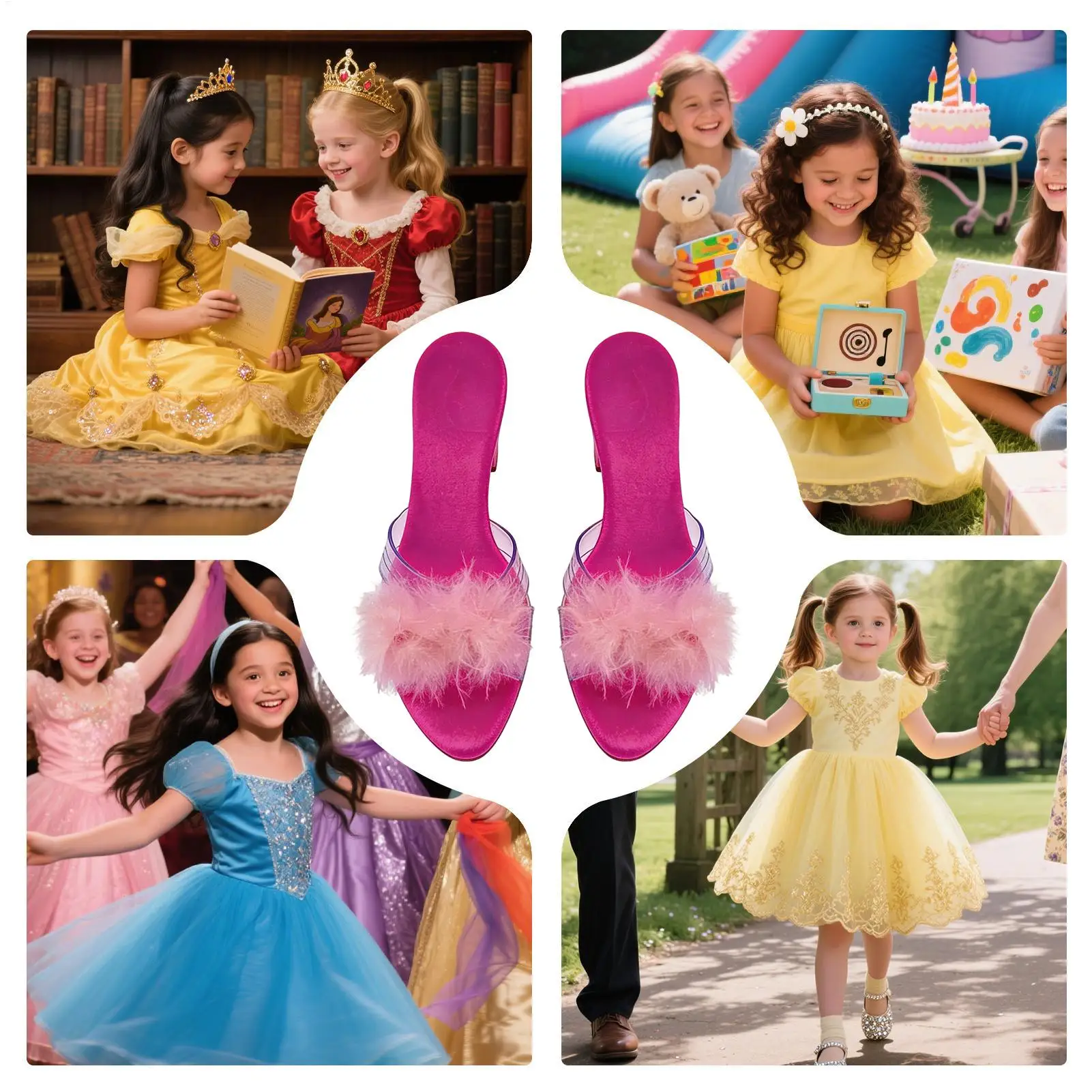 子供プリンセスシューズコスプレクリスタルヒールコスプレハイヒール小道具ステージパフォーマンス学校演劇テーマイベント衣装