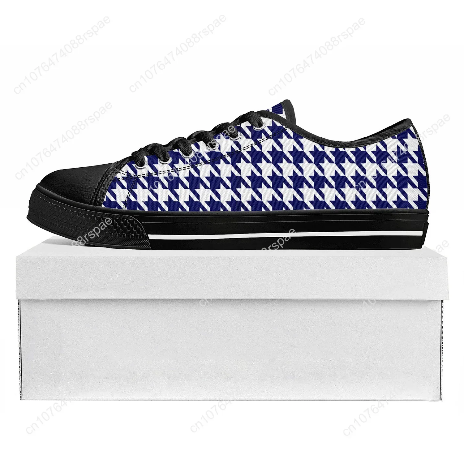 Houndstooth Pattern Low Top High Quality Sneakers Mens Womens Teenager Canvas Sneaker Casual Couple Shoes Custom Made Shoe Black