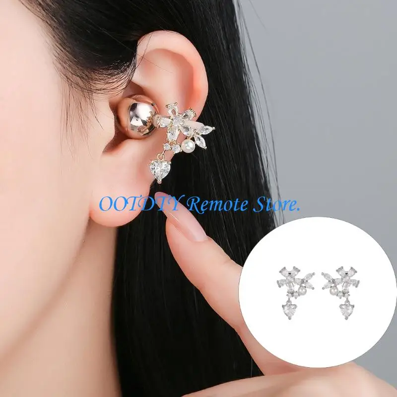 NonSlip Pearls Waterdrops Ear Attachment for FreeClip 1 2 Earbuds with Diamonding Accent