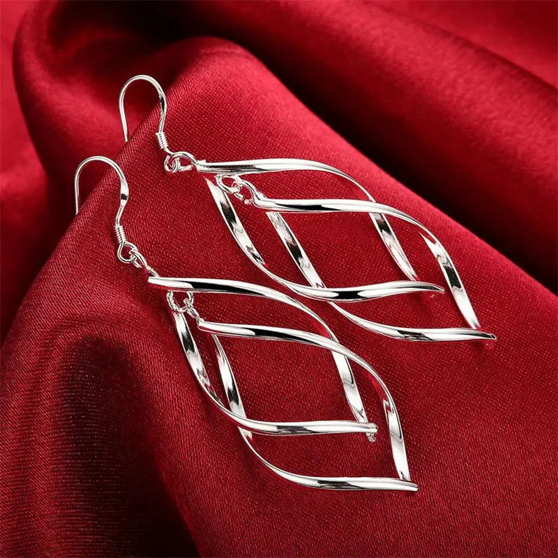 

Fine High quality 925 Sterling Silver Earrings fashion Jewelry elegant Woman Hanging Drop long wedding Christmas Gifts