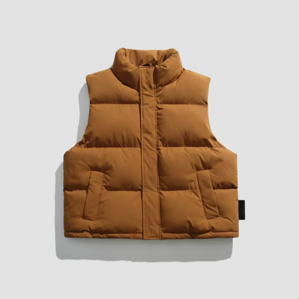 เสื้อกั๊กคอตั้งผ้าฝ้ายสำหรับผู้ชาย รุ่นใหม่ ฤดูใบไม้ร่วงและฤดูหนาว ปี 2025 แจ็คเก็ตผู้ชาย สวมใส่สบาย อุ่น