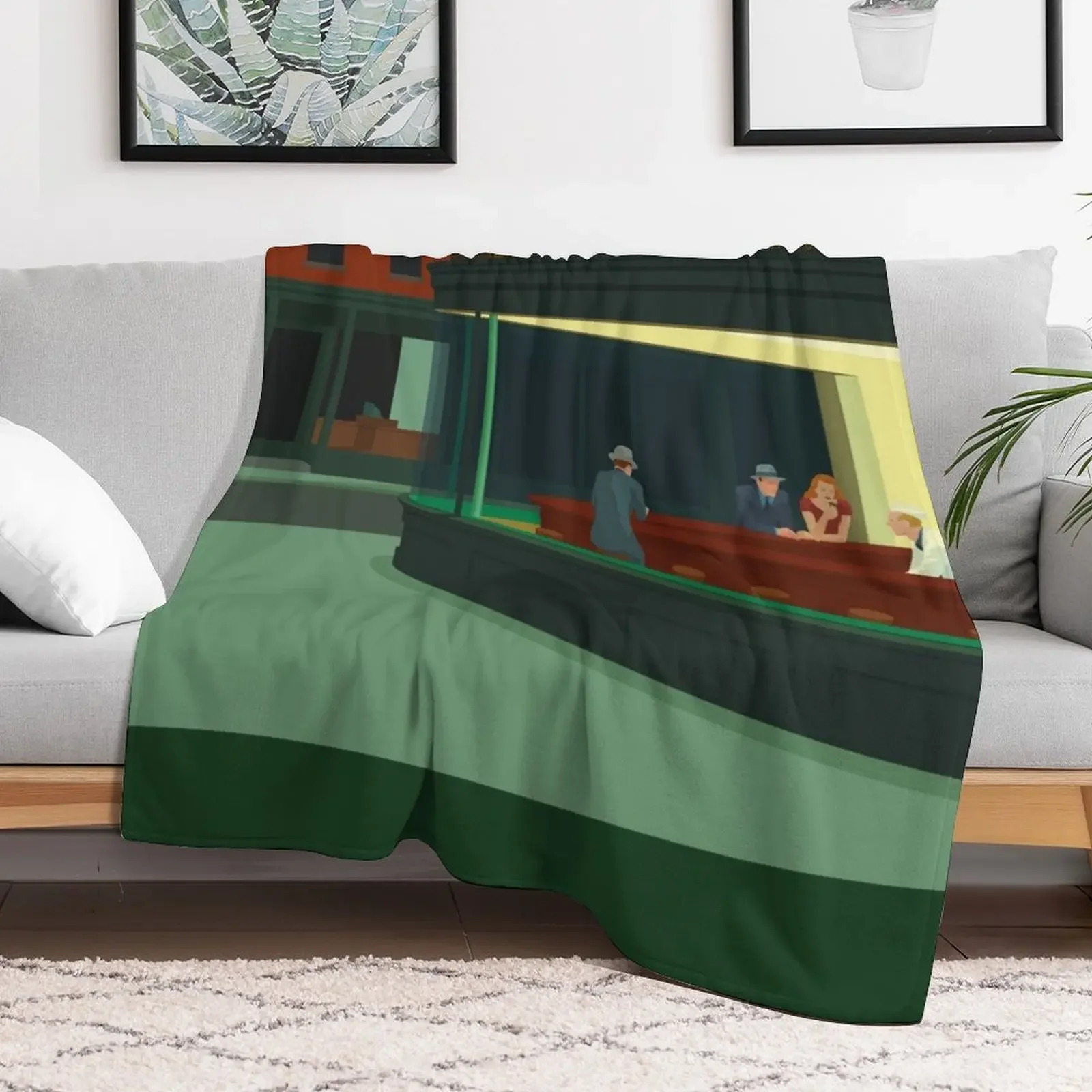 Edward Hopper's Nighthawks Painting Throw Blanket Plush Fuzzy Cozy Blanket for Couch Sofa
