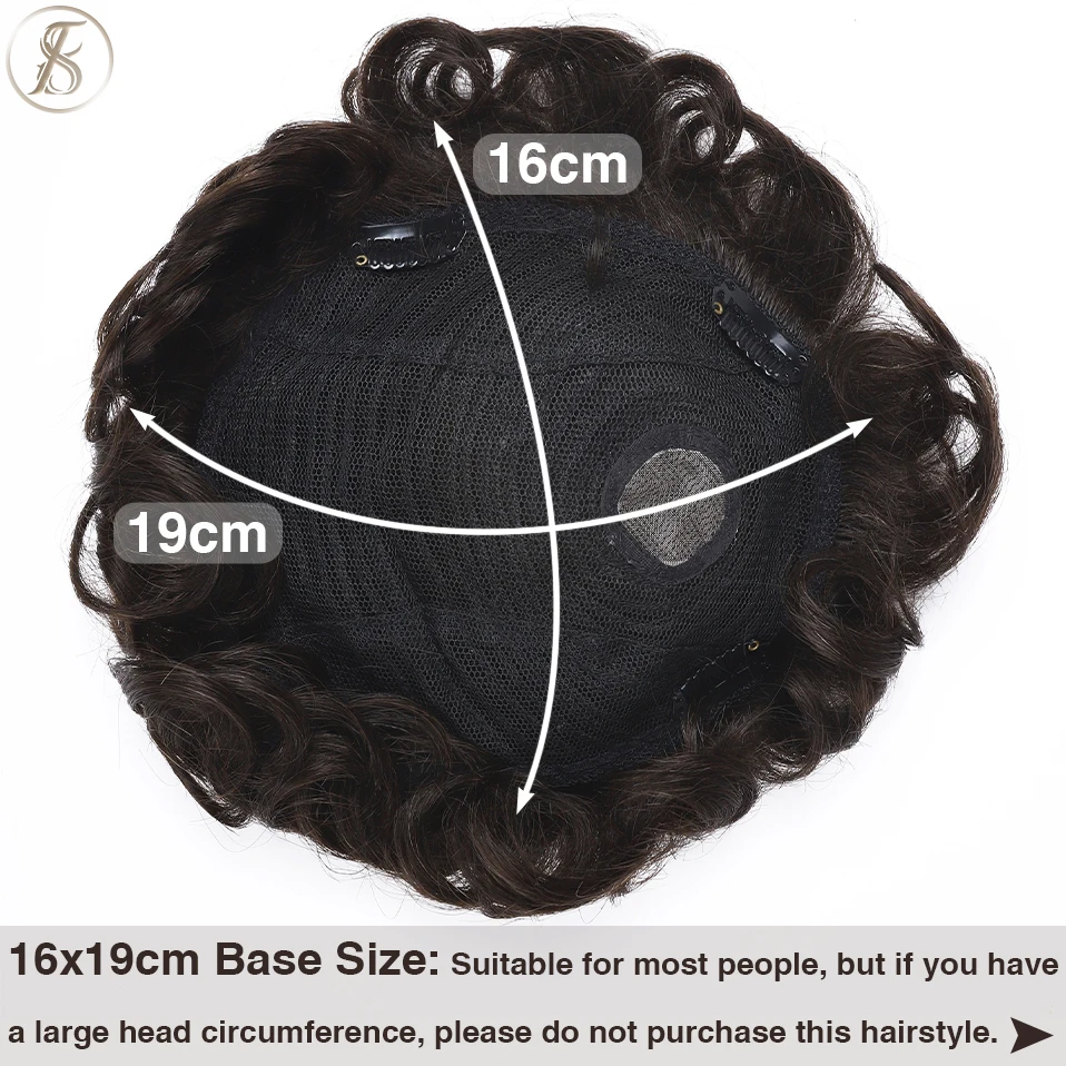 TESS Human Hair 16x19cm Men Toupee Clip In Hair Extensions Topper Replacement System 4Inch Capillary Prothesis 35g Male Hair Wig