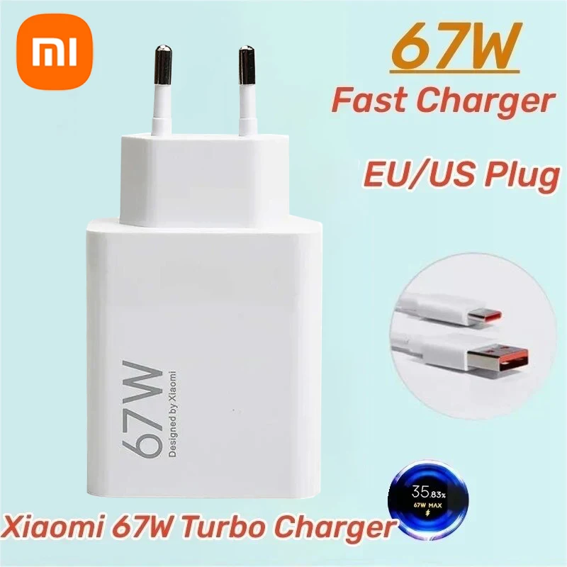 Xiaomi Original 67W Turbo Fast Charger EU/US Plug 6A 1/1.5/2M Type C Cable For Mi 11 12 13 14 Ultra Redmi K40S K50 Note 11 Pro