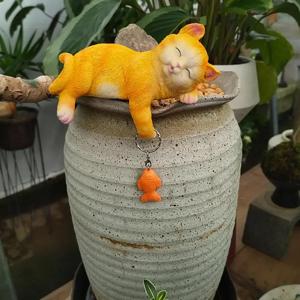 

Adorable Yard Ornament Resin Orange Cat Garden Statue Decor Realistic Sculpture Set for Outdoor Indoor Yard Ornaments for Cat