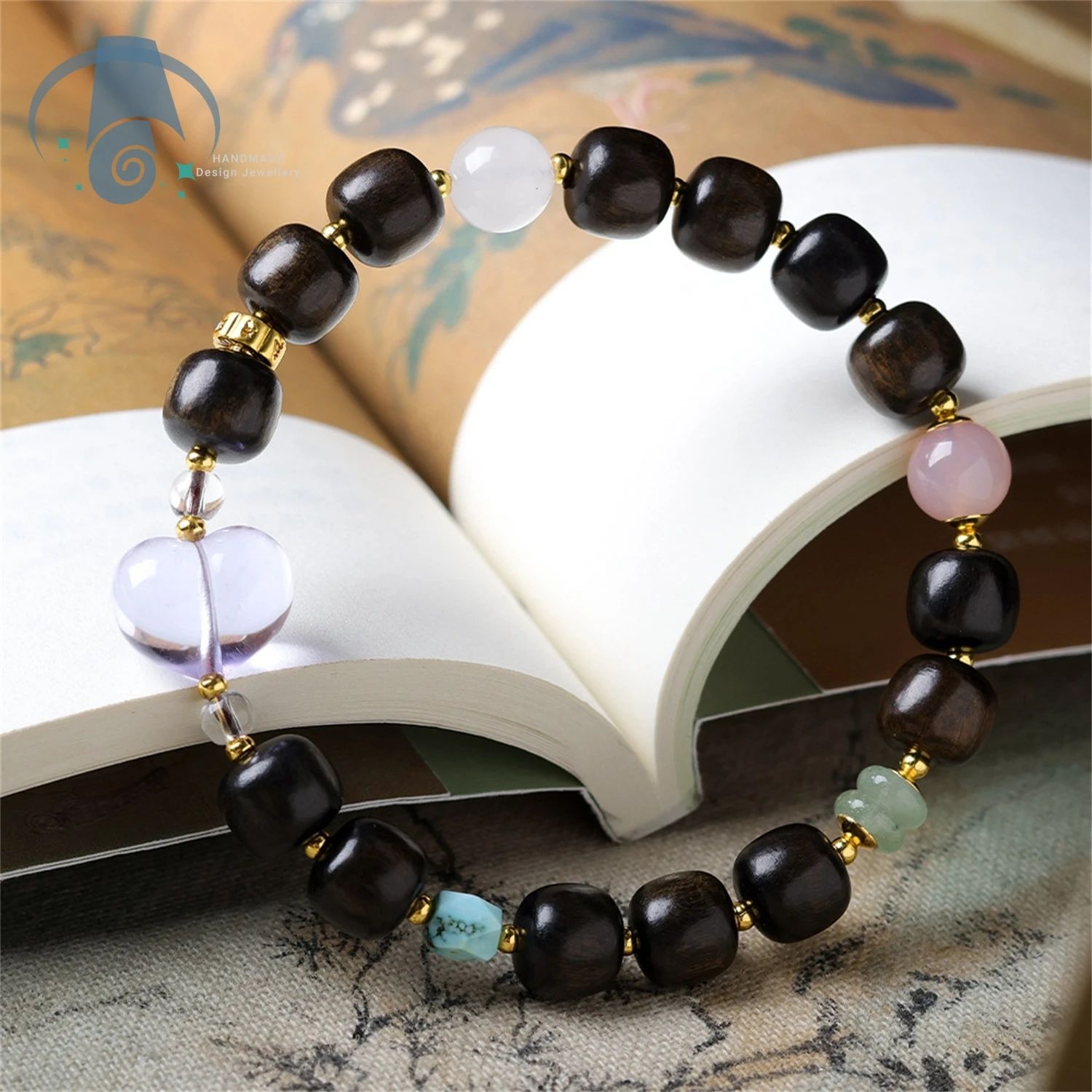 Handmade Bracelet Natural Medicinal Agarwood Beads Bodhi Root Peach Charm Old Barrel Shape Beads Macrame Chinese Style Jewelry view 4