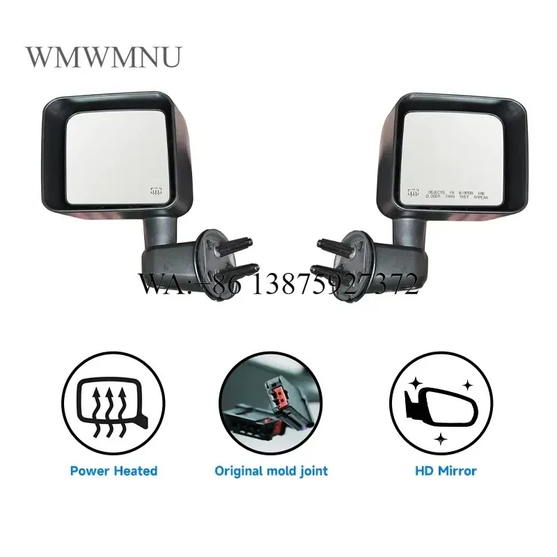 Wmwmnu New Full Manual Non Heated Foldable Door Mount Side Mirror Matte Black for JK 2010 2016
