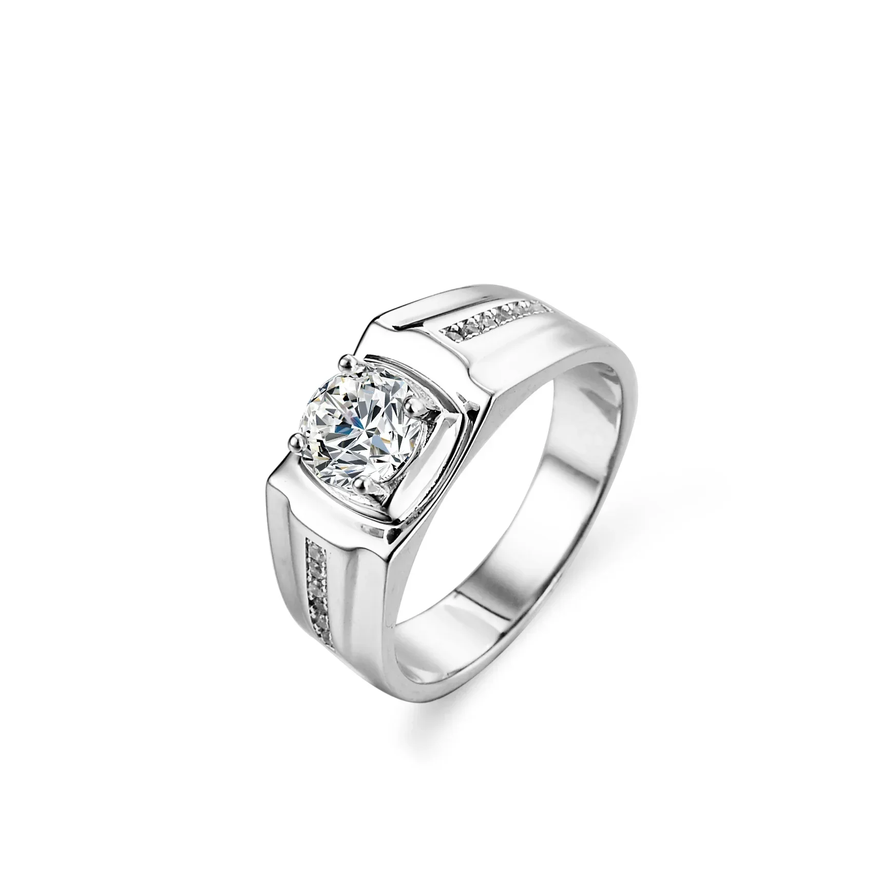 Anillo de platino Pt950 para hombres, anillos de diamante de moissanita de 1CT para hombres, anillo de compromiso, joyería de boda clásica para hombres, prueba positiva