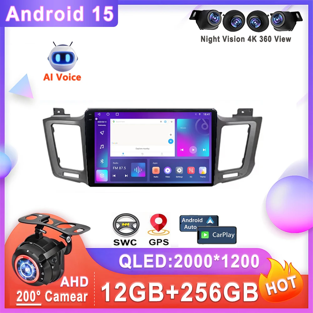 Car GPS Android 15 For Toyota RAV4 RAV 4 Xa40 2012 2013 2014 2015 2016 2017 2018 2019 Multimedia Radio Navigation Head Unit DVD