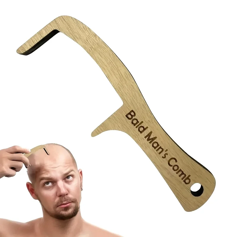 1pc Prank Bald Wooden Hair Comb for Bald Men - Family Theme, No Electricity Required, Prank Christmas Gift, Hair Comb Decoration