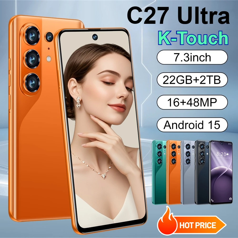 K-Touch Smartphone 5G C27 Ultra Mobiltelefone Android Gesichtserkennung Handy 5G Dual-SIM 22GB+2TB Smartphone 7,3 Zoll HD 8000mAh Akku Mobiltelefon