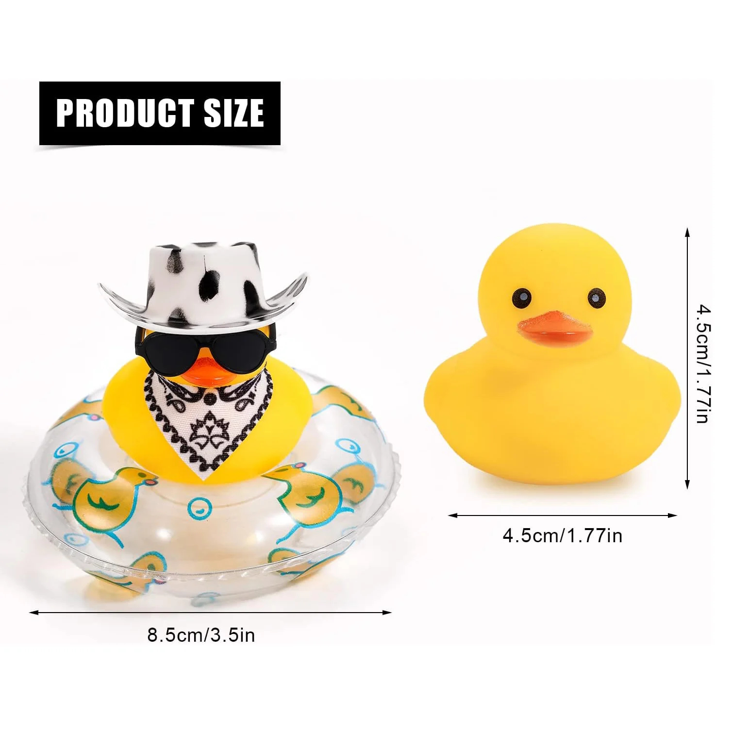 Rubber Duck for Car Dashboard Decoration Squeaky Duck Toy Yellow Duck  Car Accessories Decorations Hat Scarf Glasses