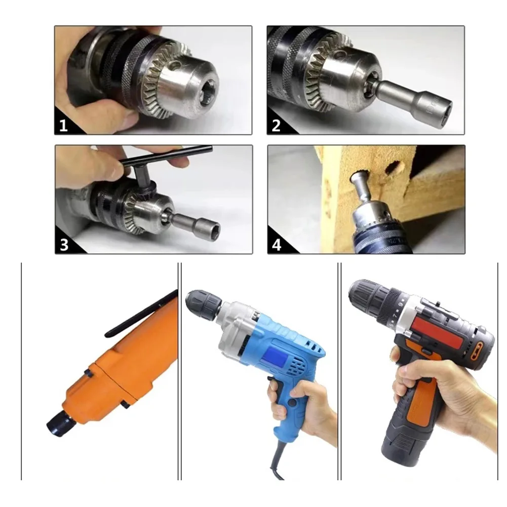 150mm Long 6mm-19mm Hexagon Nut Driver Drill Bit Socket Wrench Extension Sleeve Nozzles Adapter For Pneumatic Electric Screwdriv