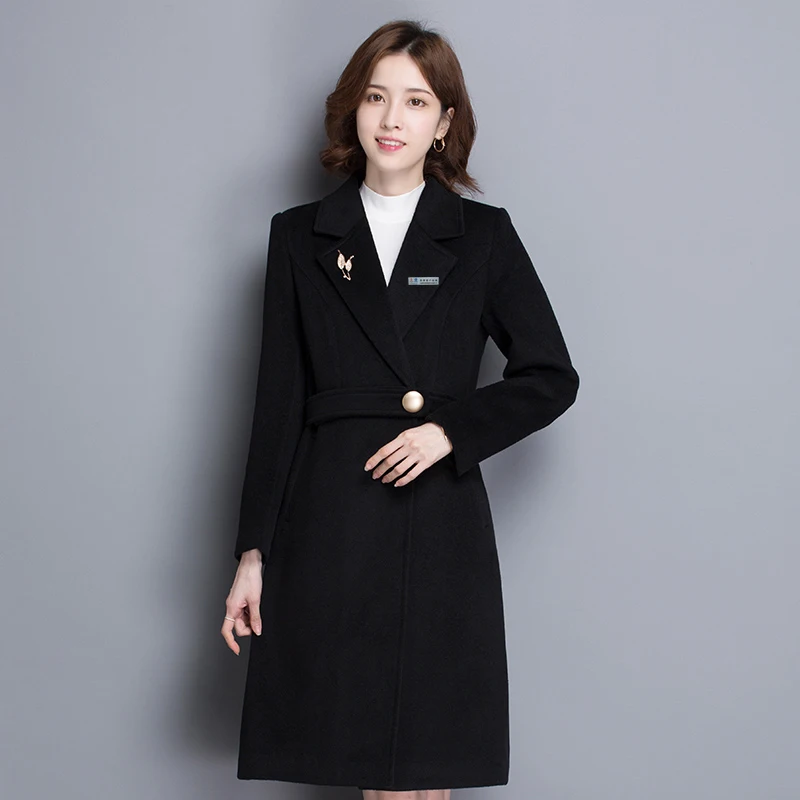 

Women's Career Woolen Coat Air Steward Hotel Front Desk Jewelry Store Work orm Outerwear Profional Suiting