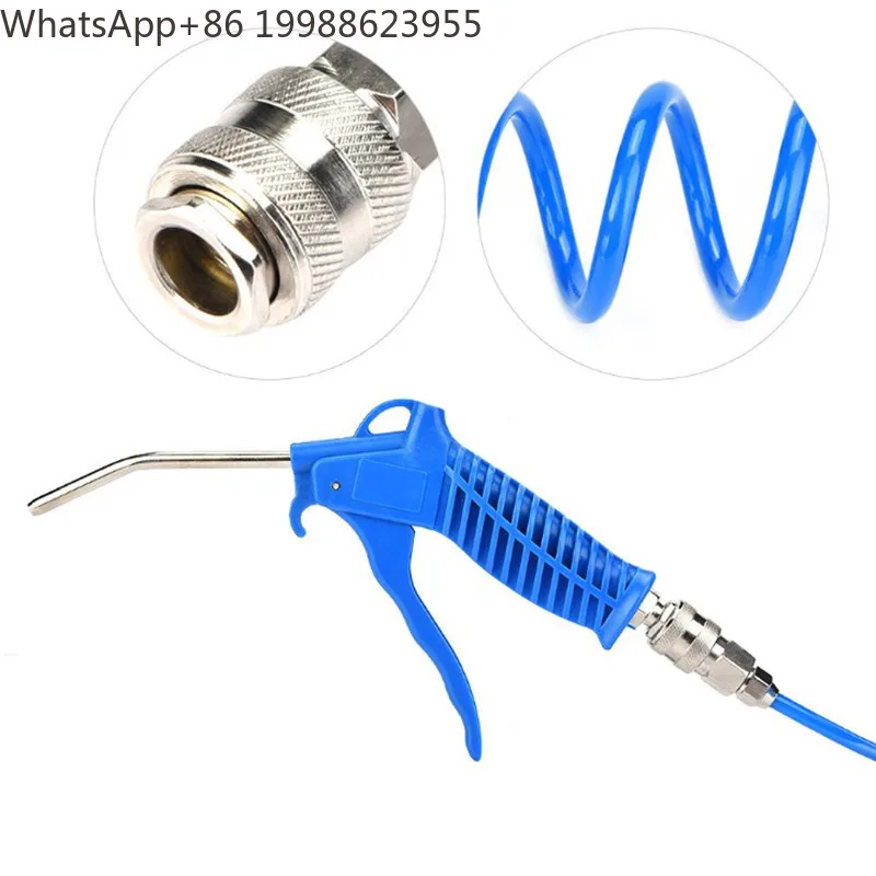 Europea Standard Air Blow Gun Kit Air Duster Cleaning Nozzle with PU Air Compressor Hose Tube Telescopic Spring Spiral Pipe Tool