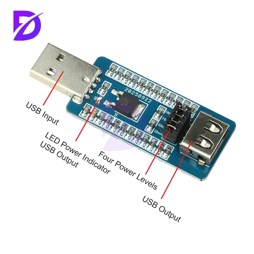 USB A Power Bank Virtual Load Anti-Shutdown Module with Switchable Output Current