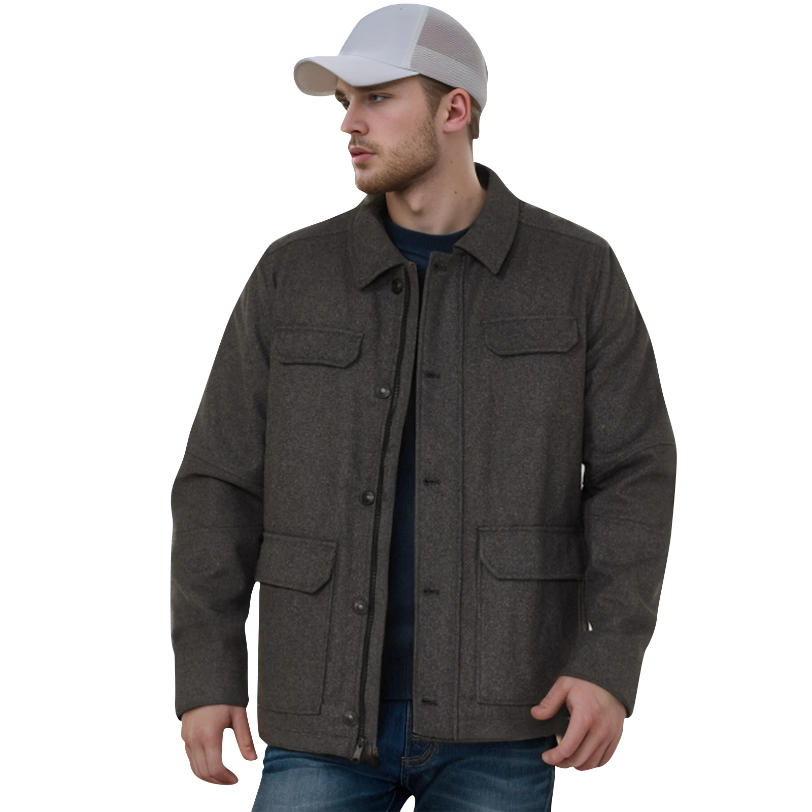 

Men's Jacket Autumn Winter Quality Luxury Apparel Vintage Canvas Work Wear Euro US Size Spring Autum Muti Pocket Jacket Coat