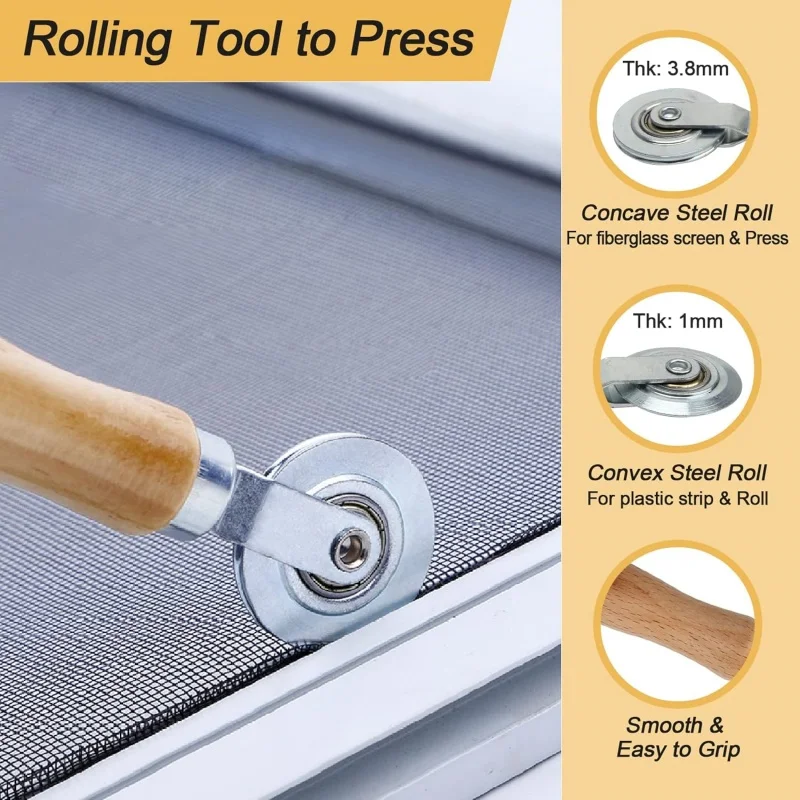 Инструмент для скручивания экрана, инструменты для ремонта и установки экранов на окна и двери, скругленный ролик, выпуклые и вогнутые ролики с подшипником