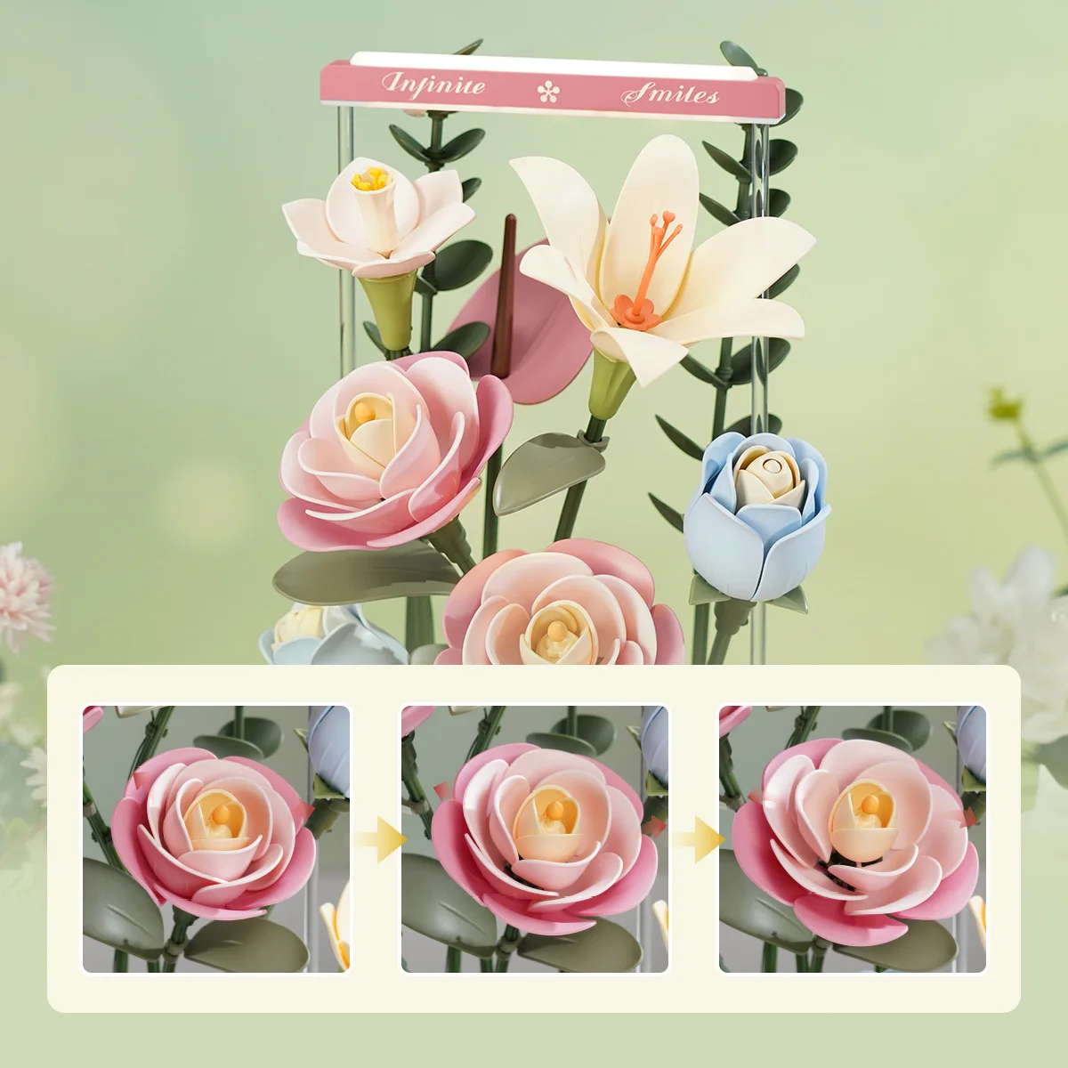 Robotime Rokr Blooming Bouquet 3D ปริศนาของเล่นสําหรับหญิงสาว Building Block ชุดตกแต่งบ้าน Easy ประกอบดอกไม้