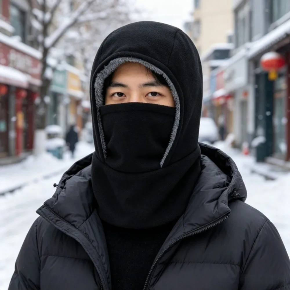 Solid Color Balaclava Cycling Cap Fleece Thermal Warm Hood Hat Neck Warmer Windproof Ski Windproof Cap Cold Weather