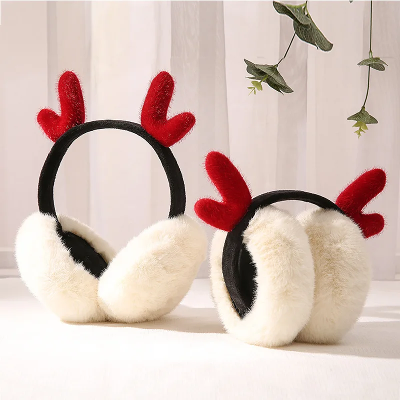 

Cold Protection Ear Warmers Headdress Girls Headband Fur Earflap Women Lovely Plush Earmuff Christmas Deer Winter Warm Earmuffs