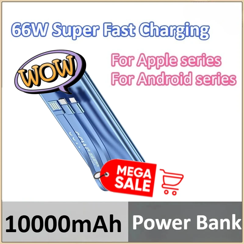 10000mAh Portable Battery Charger With Digital Display For iPhone For Xiaomi For Huawei For Samsung 66W Super Fast Charging