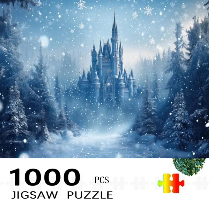 1 Box 500 Pieces 38X52CM Winter Snow Puzzles 500 Pieces Cardboard Picture Landscape Puzzles Family Games