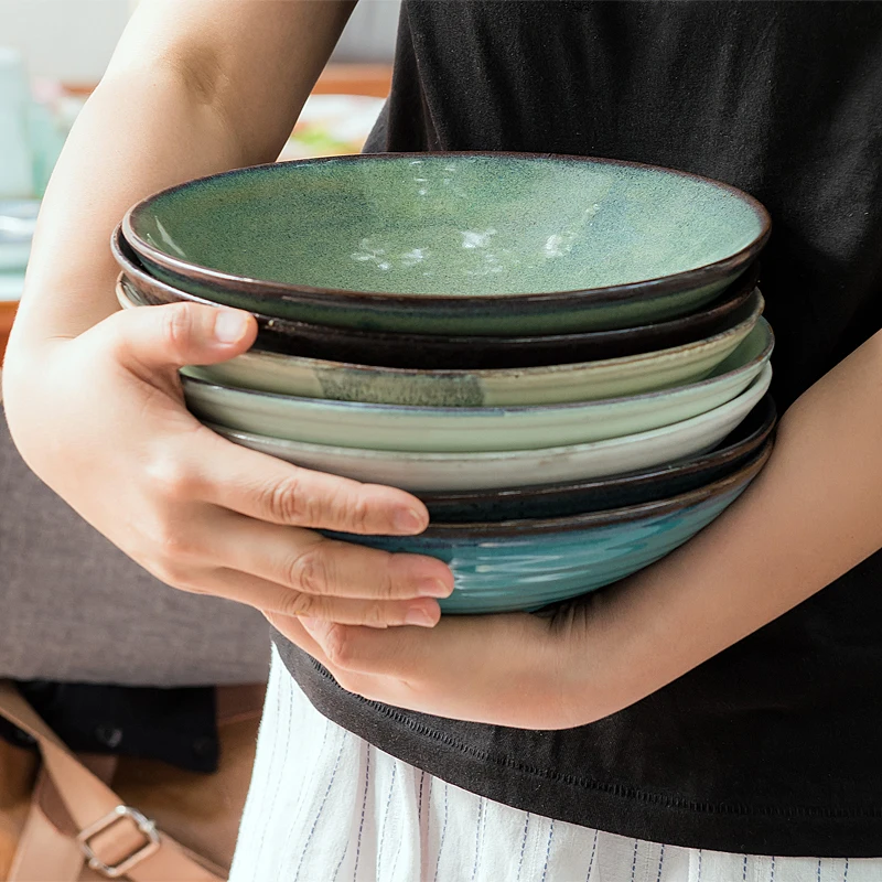 

Nordic Sle креативная грубая миска для керамики, миска для рамэна, миска для лапши быстрого приготовления, салатница, корзина с фруктами, тарелка в стиле ретро, тарелка для риса