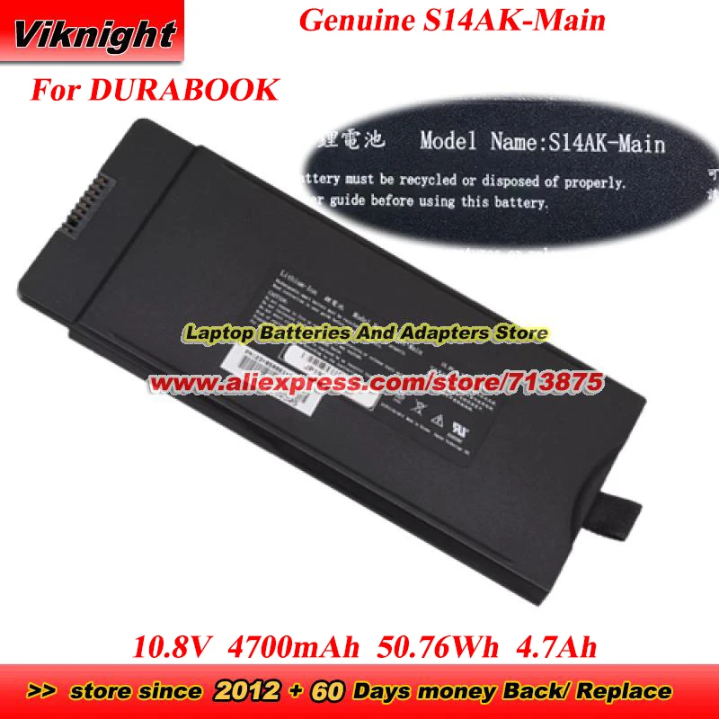 

Genuine S14AK-Main Battery 3ICP11/34/49-2 2305086101 for DURABOOK S14I Battery 10.8V 4700mAh 50.76Wh 4.7Ah