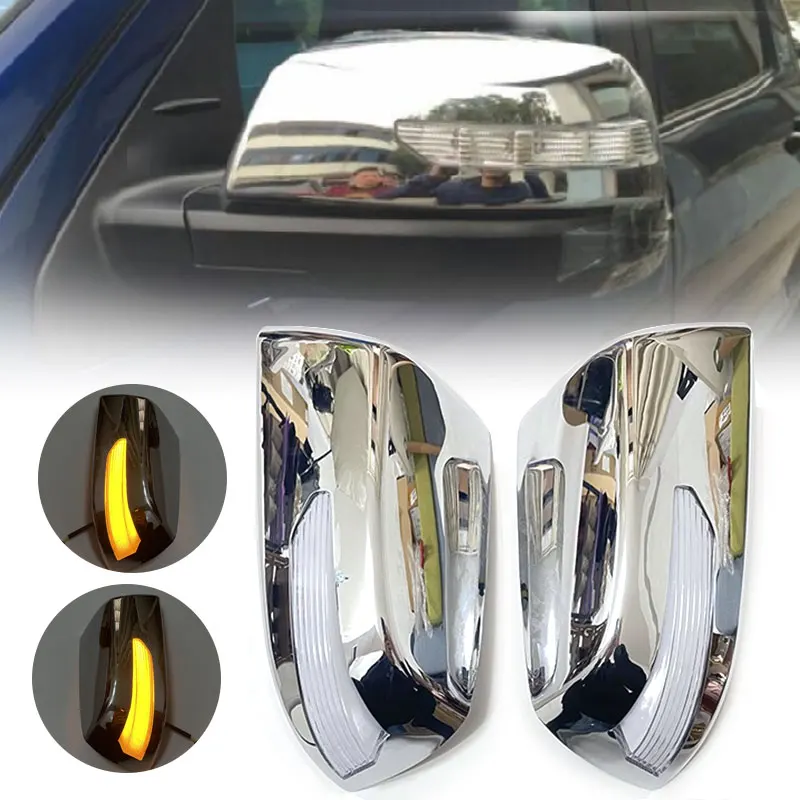 1 Pair Car Front Rear view Mirror Shell Cover With LED Light Signal Lamp For Toyota Tundra Sequoia 2007-2020