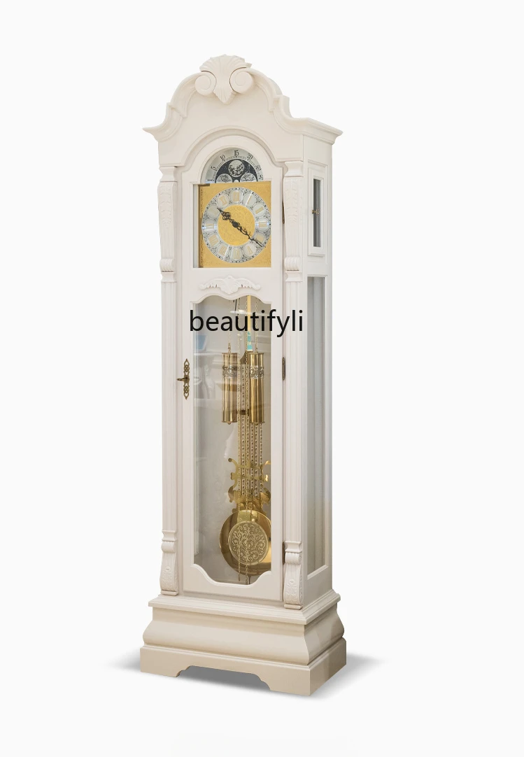 

German Hermle European Style the Grandfather Clock Living Room Retro Clock Vertical White Pendulum Clock Luxury