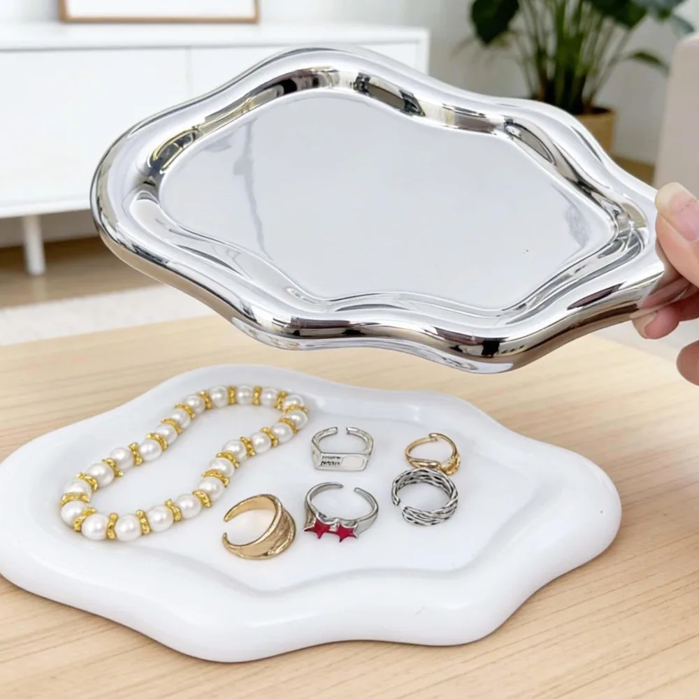 2/1PCS Cloud Shape Storage Plate Jewelry Display Plate Light Luxury Plastic Jewelry Tray Household Watches Keys Storage Holder