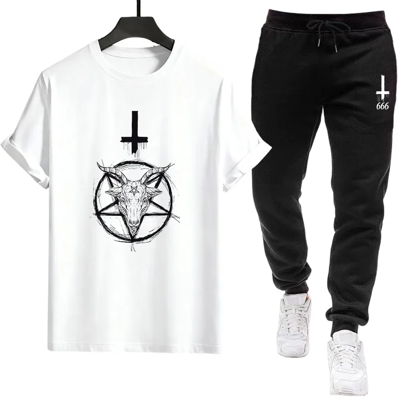 

Мужской спортивный костюм весна-лето: футболка и шорты с принтом для активного отдыха, бега, в стиле хип-хоп