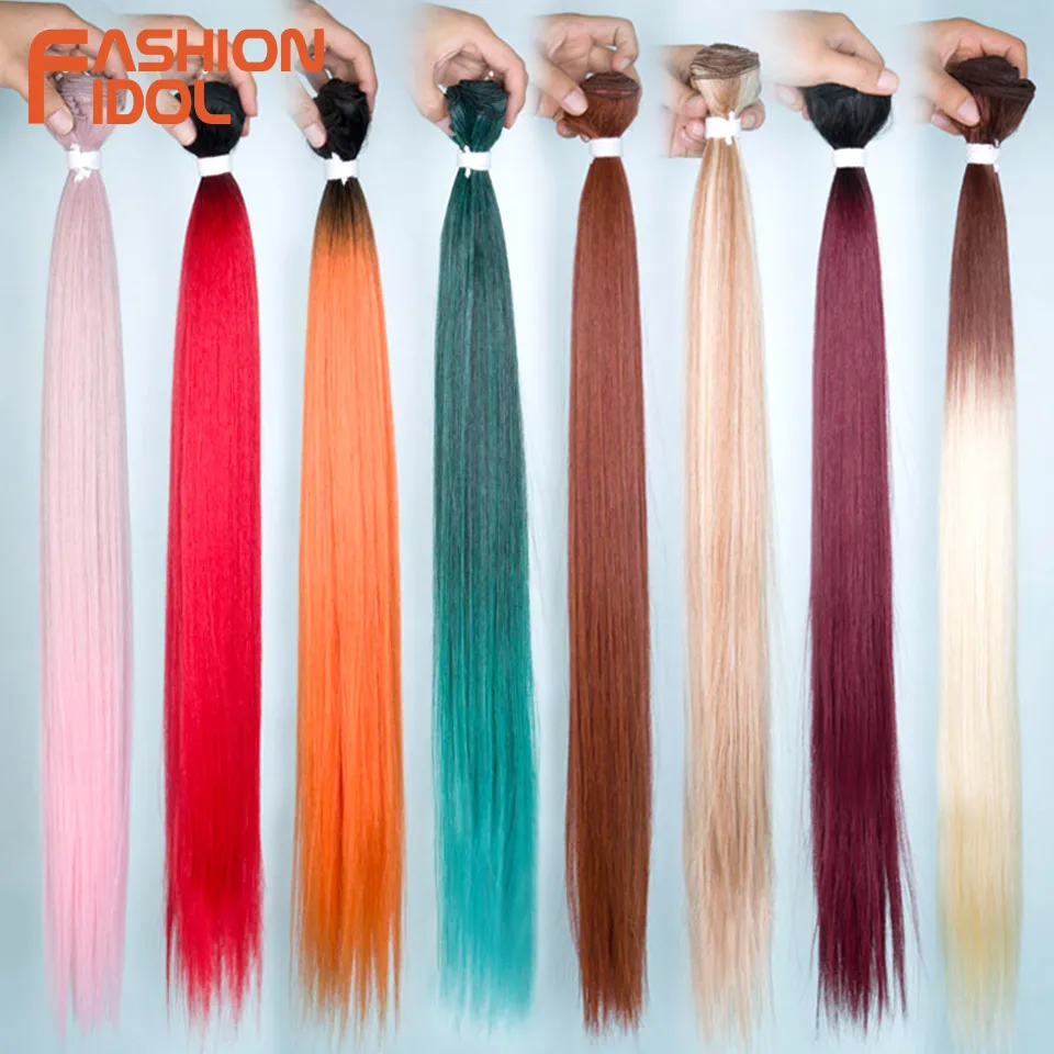 

FASHION IDOL 28 дюймов 200 г утки яки прямые волосы плетение синтетические накладные пучки волос Ombre блондинка салон натуральные наращивание волос