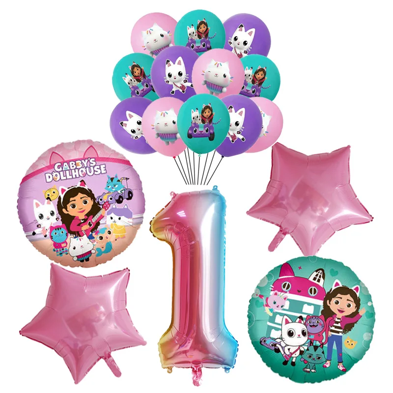 Gabby Puppenhaus Katzen Geburtstag Dekoration Ballon Einweggeschirr Katzenballons Kinder Gabby Puppenhaus Figuren Partyzubehör